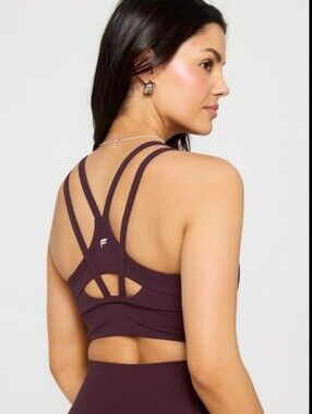 Fabletics Principal Long-Line Medium Impact Sports Bra - Oxblood